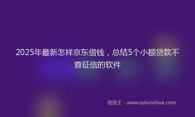 2025年最新怎样京东借钱，总结5个小额贷款不查征信的软件