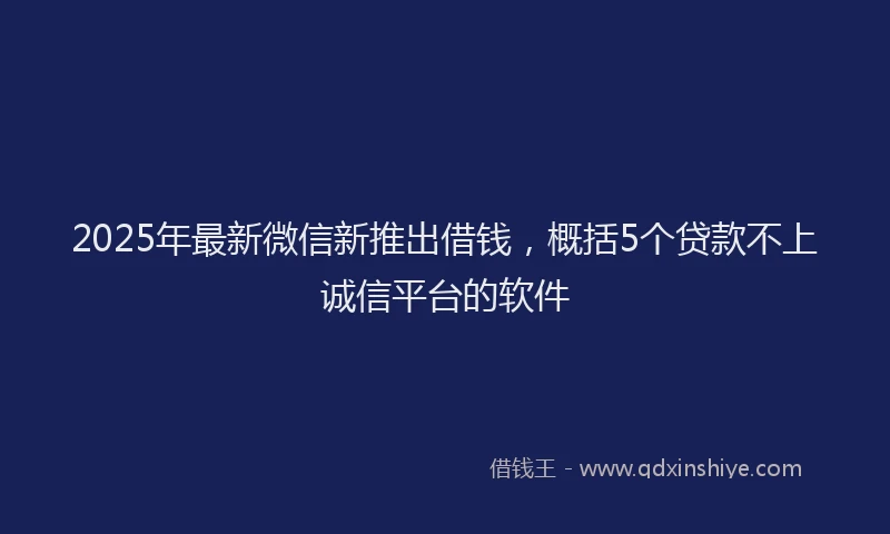 2025年最新微信新推出借钱，概括5个贷款不上诚信平台的软件
