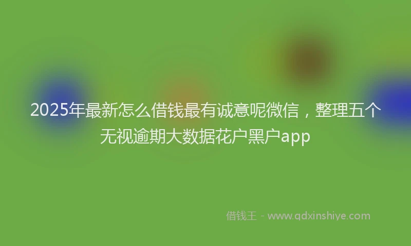 2025年最新怎么借钱最有诚意呢微信，整理五个无视逾期大数据花户黑户app