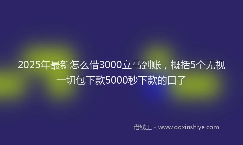 2025年最新怎么借3000立马到账，概括5个无视一切包下款5000秒下款的口子