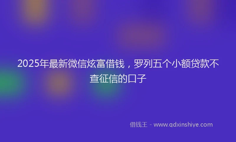 2025年最新微信炫富借钱，罗列五个小额贷款不查征信的口子