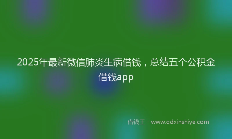 2025年最新微信肺炎生病借钱，总结五个公积金借钱app