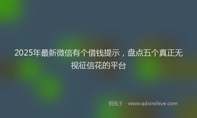 2025年最新微信有个借钱提示，盘点五个真正无视征信花的平台