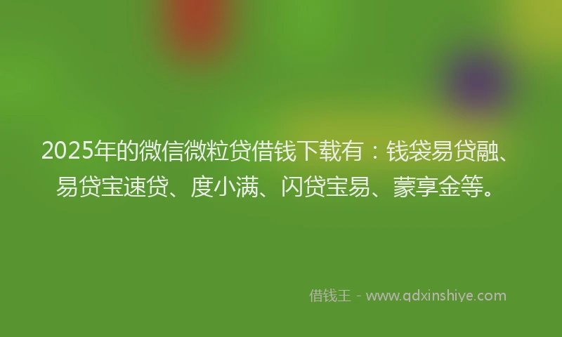 2025年的微信微粒贷借钱下载有：钱袋易贷融、易贷宝速贷、度小满、闪贷宝易、蒙享金等。