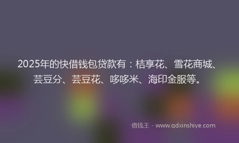 2025年的快借钱包贷款有：桔享花、雪花商城、芸豆分、芸豆花、哆哆米、海印金服等。