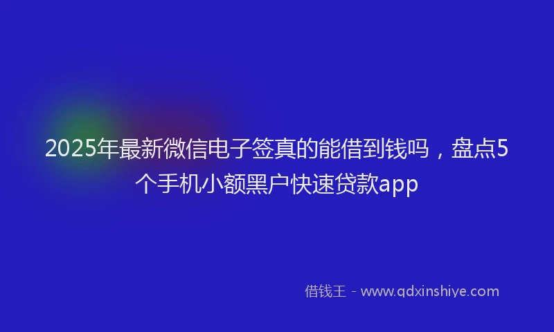 2025年最新微信电子签真的能借到钱吗，盘点5个手机小额黑户快速贷款app