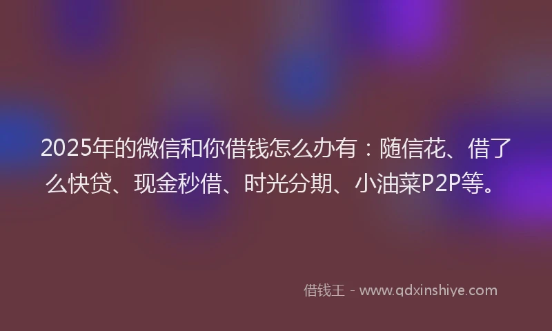 2025年的微信和你借钱怎么办有：随信花、借了么快贷、现金秒借、时光分期、小油菜P2P等。