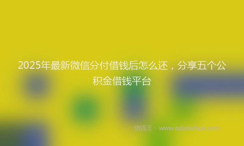 2025年最新微信分付借钱后怎么还，分享五个公积金借钱平台