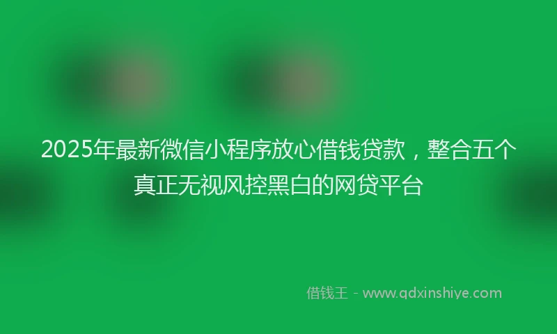 2025年最新微信小程序放心借钱贷款，整合五个真正无视风控黑白的网贷平台