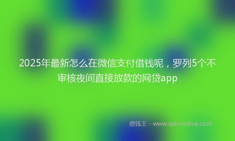 2025年最新怎么在微信支付借钱呢，罗列5个不审核夜间直接放款的网贷app