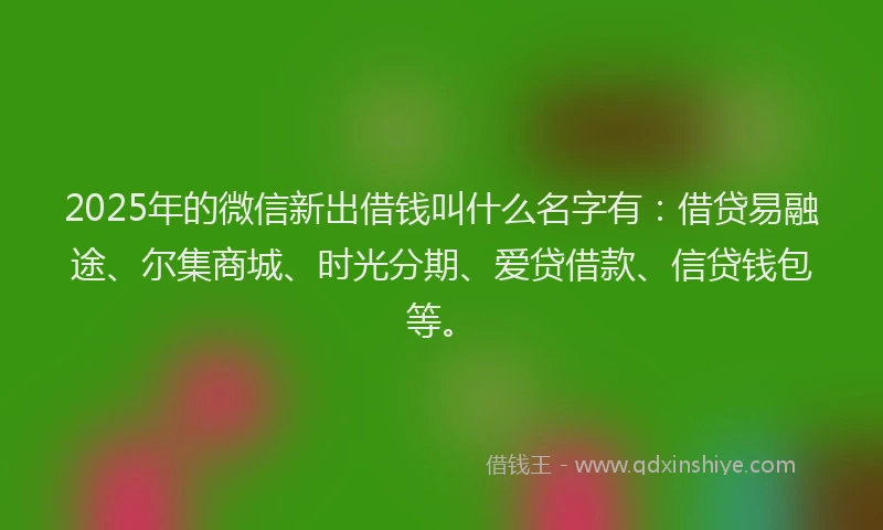 2025年的微信新出借钱叫什么名字有：借贷易融途、尔集商城、时光分期、爱贷借款、信贷钱包等。