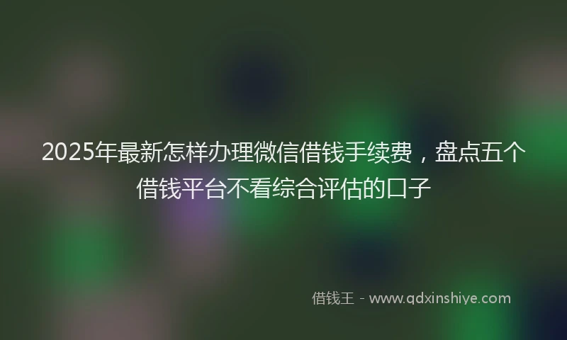2025年最新怎样办理微信借钱手续费，盘点五个借钱平台不看综合评估的口子