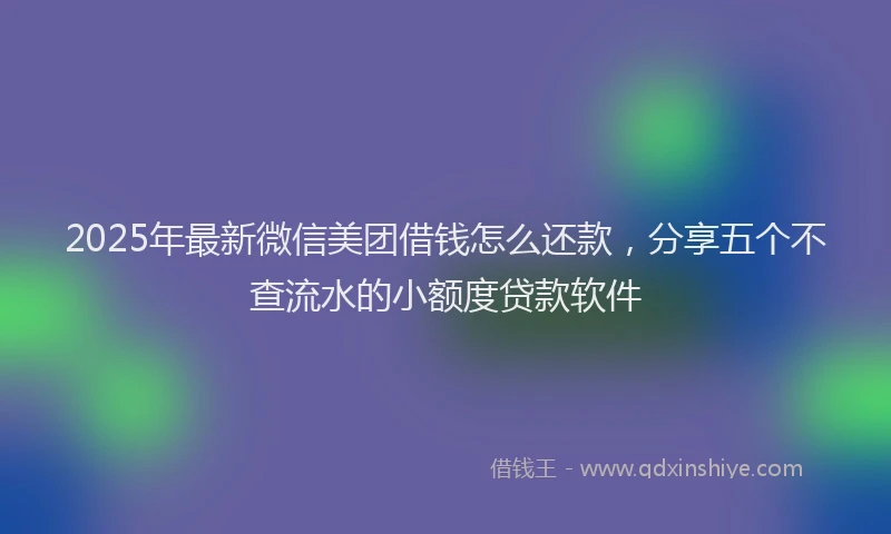 2025年最新微信美团借钱怎么还款，分享五个不查流水的小额度贷款软件