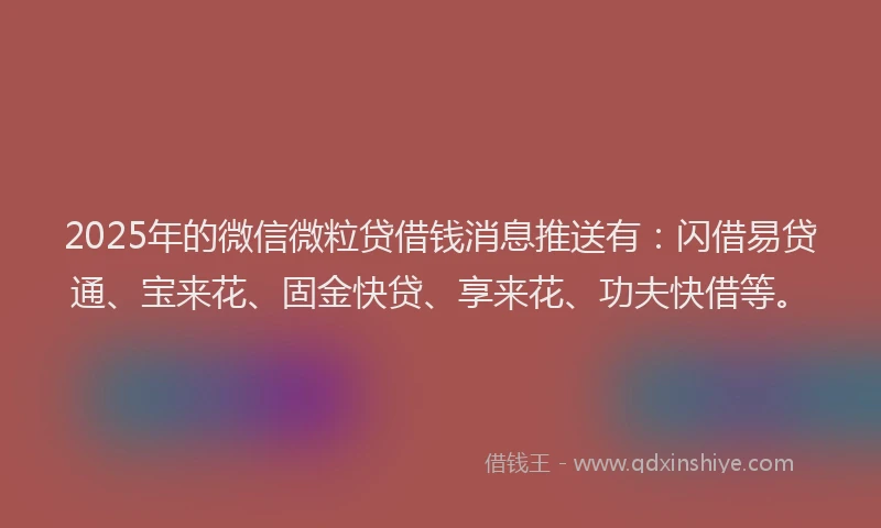 2025年的微信微粒贷借钱消息推送有：闪借易贷通、宝来花、固金快贷、享来花、功夫快借等。