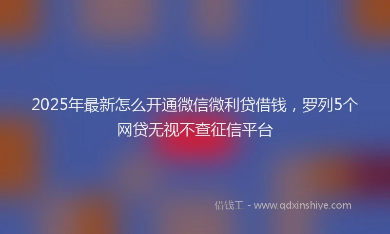 2025年最新怎么开通微信微利贷借钱，罗列5个网贷无视不查征信平台