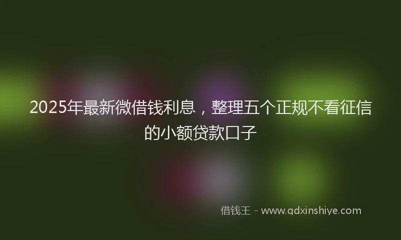 2025年最新微借钱利息，整理五个正规不看征信的小额贷款口子