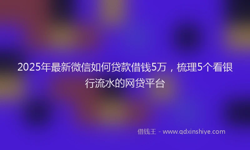 2025年最新微信如何贷款借钱5万，梳理5个看银行流水的网贷平台