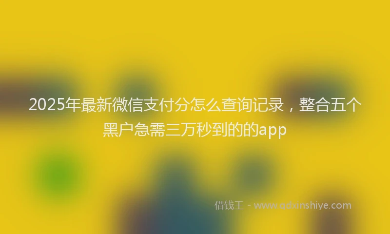 2025年最新微信支付分怎么查询记录，整合五个黑户急需三万秒到的的app