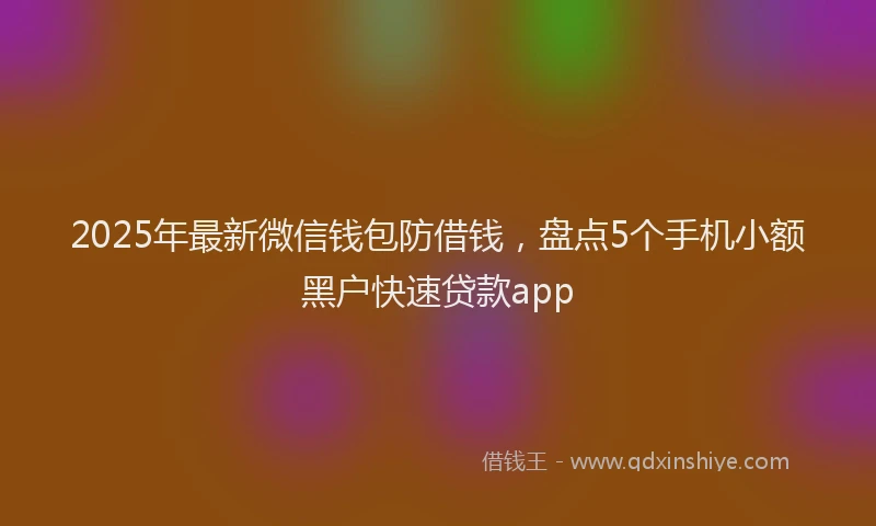 2025年最新微信钱包防借钱，盘点5个手机小额黑户快速贷款app