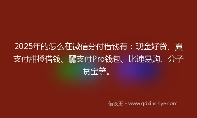 2025年的怎么在微信分付借钱有：现金好贷、翼支付甜橙借钱、翼支付Pro钱包、比速易购、分子贷宝等。