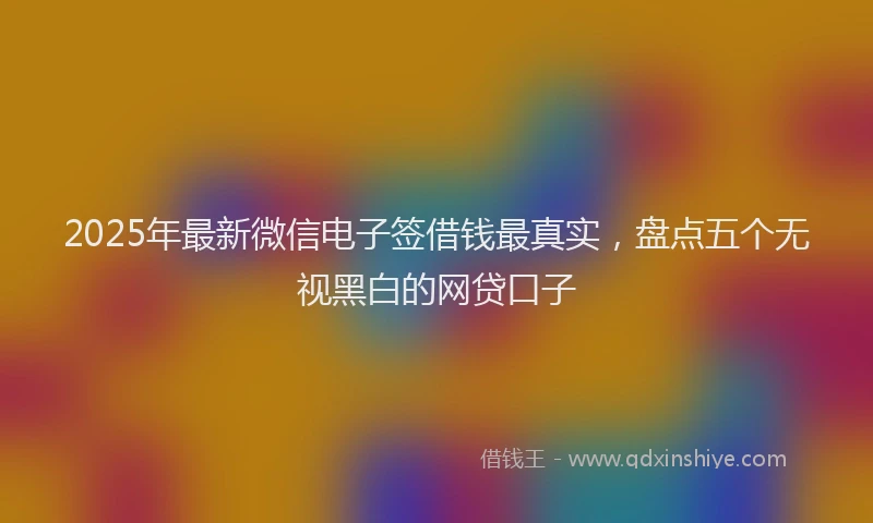 2025年最新微信电子签借钱最真实，盘点五个无视黑白的网贷口子