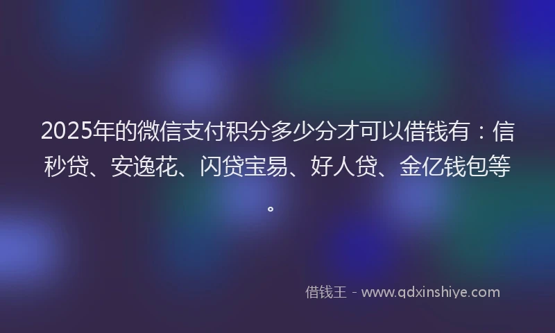 2025年的微信支付积分多少分才可以借钱有：信秒贷、安逸花、闪贷宝易、好人贷、金亿钱包等。