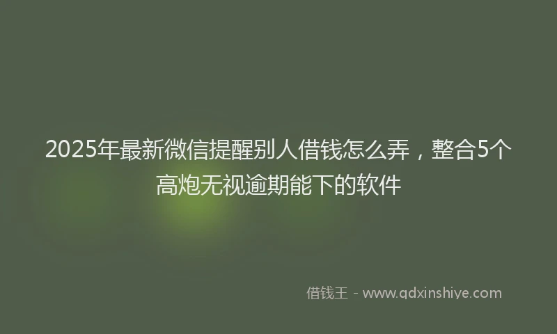 2025年最新微信提醒别人借钱怎么弄，整合5个高炮无视逾期能下的软件