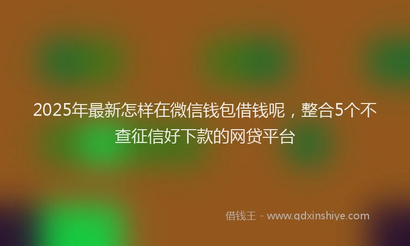 2025年最新怎样在微信钱包借钱呢，整合5个不查征信好下款的网贷平台