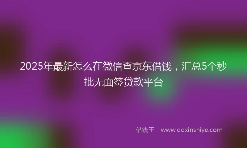 2025年最新怎么在微信查京东借钱，汇总5个秒批无面签贷款平台