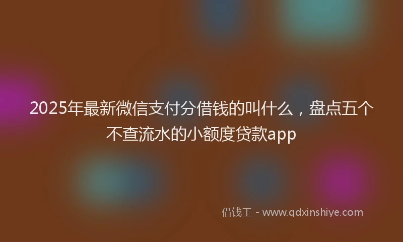 2025年最新微信支付分借钱的叫什么，盘点五个不查流水的小额度贷款app