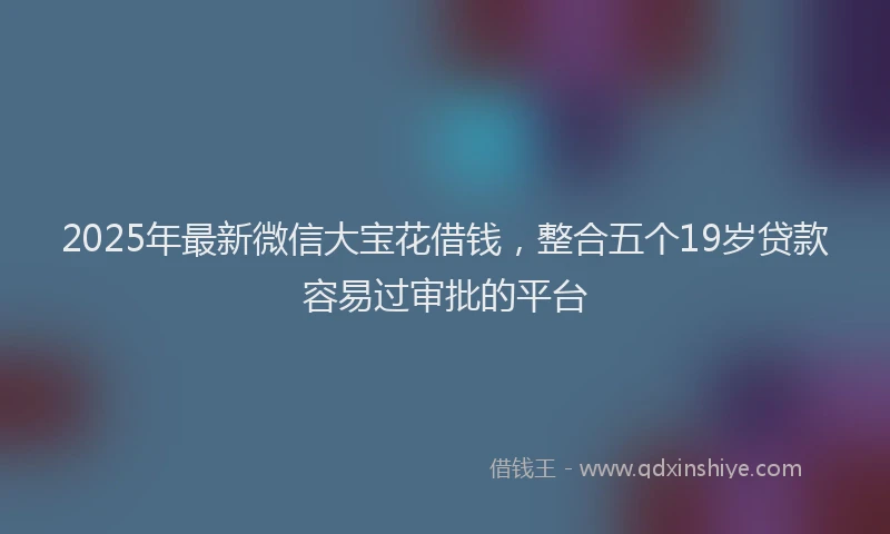2025年最新微信大宝花借钱，整合五个19岁贷款容易过审批的平台