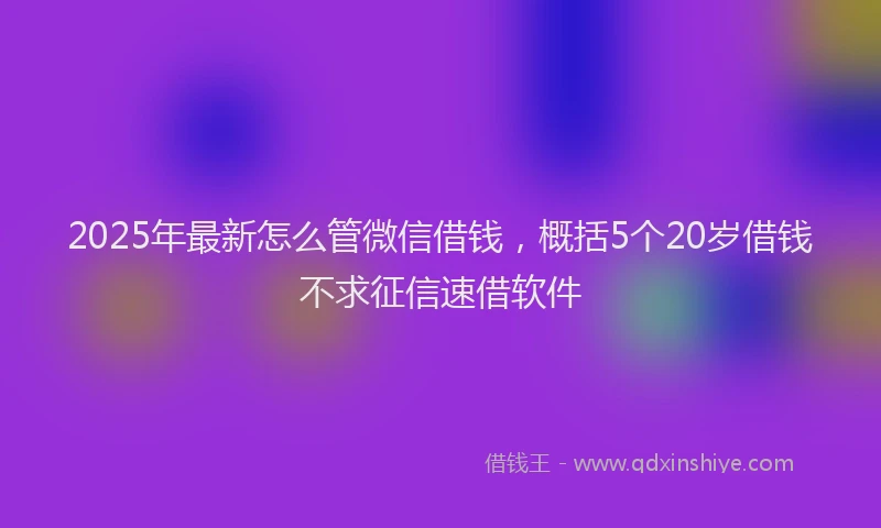 2025年最新怎么管微信借钱，概括5个20岁借钱不求征信速借软件