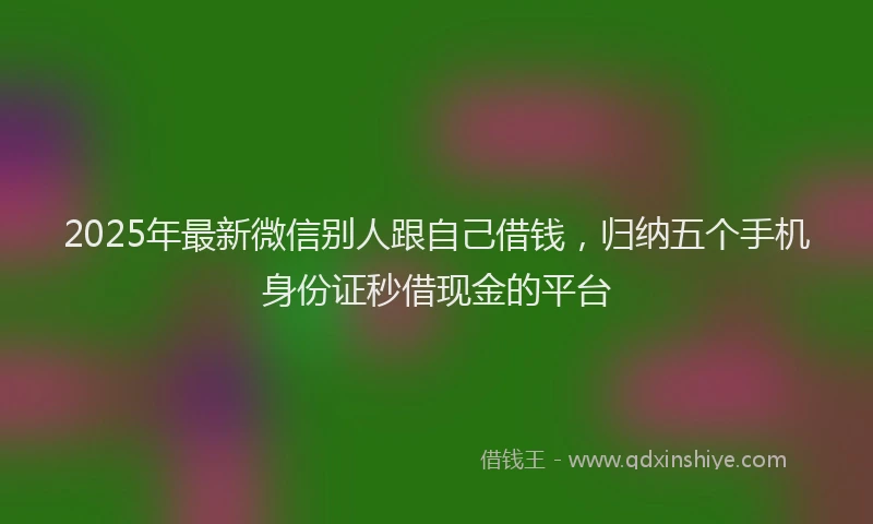 2025年最新微信别人跟自己借钱，归纳五个手机身份证秒借现金的平台