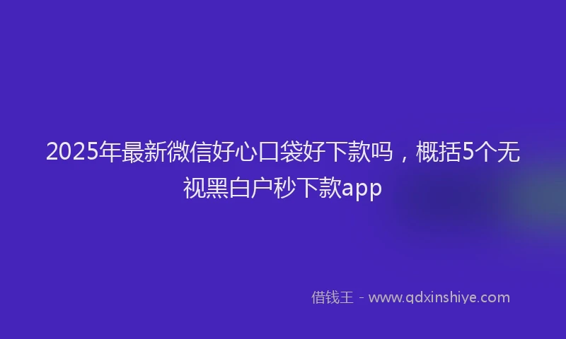 2025年最新微信好心口袋好下款吗，概括5个无视黑白户秒下款app