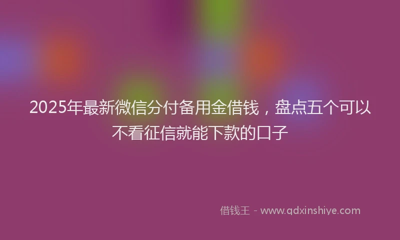 2025年最新微信分付备用金借钱，盘点五个可以不看征信就能下款的口子