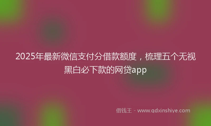 2025年最新微信支付分借款额度，梳理五个无视黑白必下款的网贷app