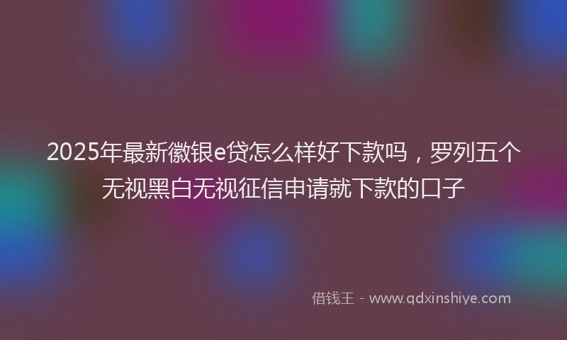 2025年最新徽银e贷怎么样好下款吗，罗列五个无视黑白无视征信申请就下款的口子