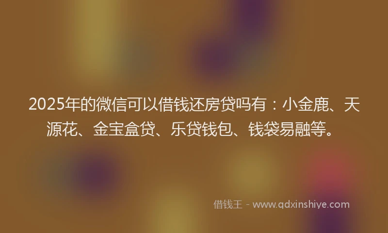 2025年的微信可以借钱还房贷吗有：小金鹿、天源花、金宝盒贷、乐贷钱包、钱袋易融等。
