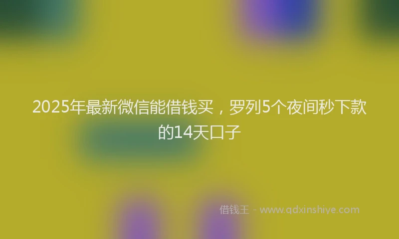 2025年最新微信能借钱买，罗列5个夜间秒下款的14天口子