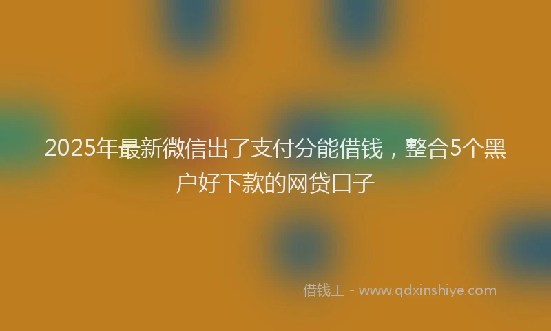 2025年最新微信出了支付分能借钱，整合5个黑户好下款的网贷口子