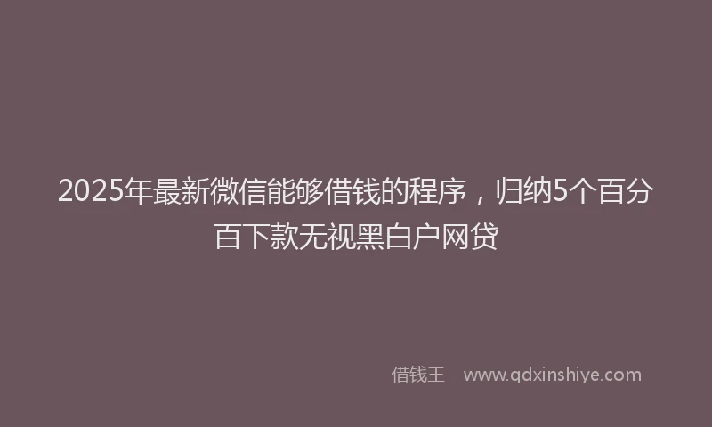 2025年最新微信能够借钱的程序，归纳5个百分百下款无视黑白户网贷