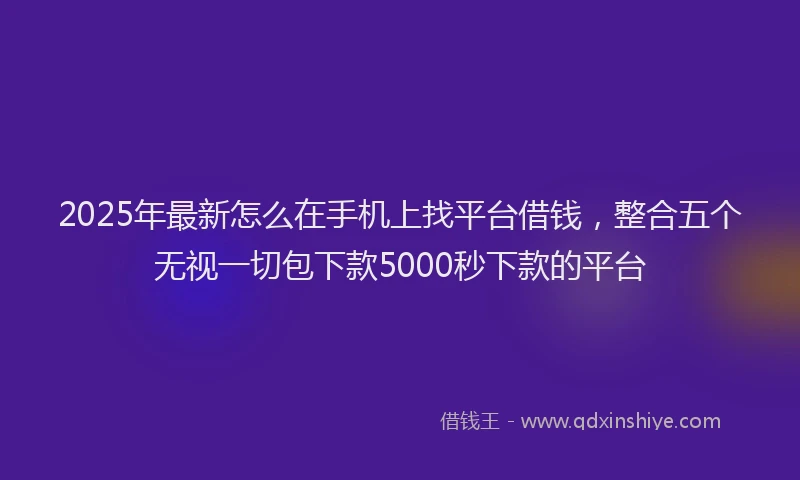 2025年最新怎么在手机上找平台借钱，整合五个无视一切包下款5000秒下款的平台