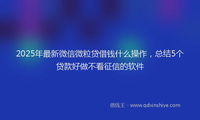 2025年最新微信微粒贷借钱什么操作，总结5个贷款好做不看征信的软件