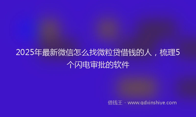 2025年最新微信怎么找微粒贷借钱的人，梳理5个闪电审批的软件