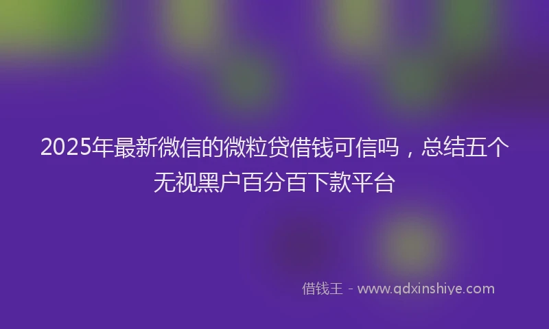 2025年最新微信的微粒贷借钱可信吗，总结五个无视黑户百分百下款平台