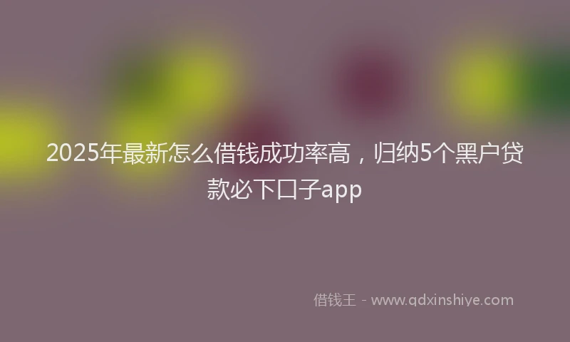 2025年最新怎么借钱成功率高，归纳5个黑户贷款必下口子app