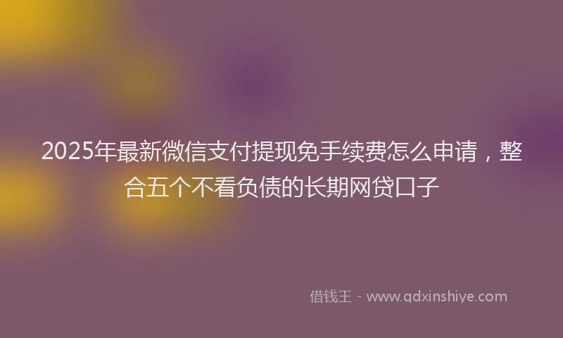 2025年最新微信支付提现免手续费怎么申请，整合五个不看负债的长期网贷口子