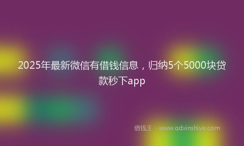 2025年最新微信有借钱信息，归纳5个5000块贷款秒下app