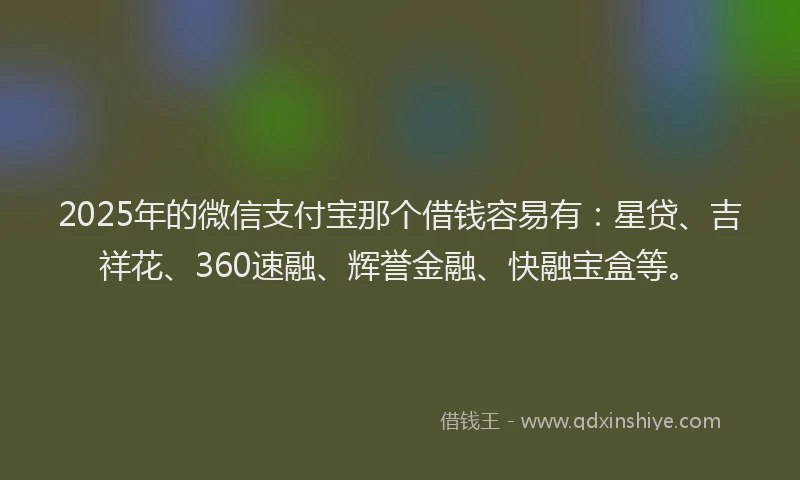 2025年的微信支付宝那个借钱容易有：星贷、吉祥花、360速融、辉誉金融、快融宝盒等。