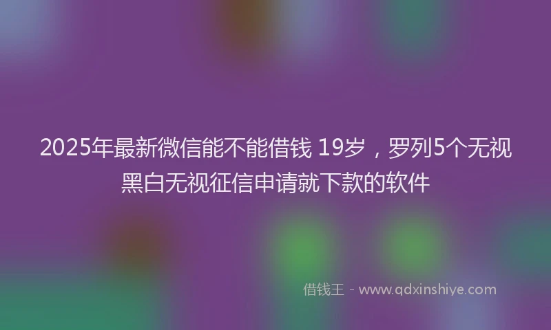 2025年最新微信能不能借钱 19岁，罗列5个无视黑白无视征信申请就下款的软件